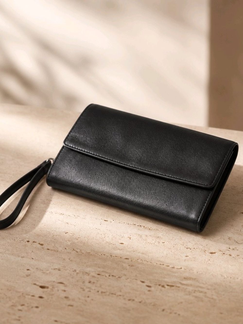 Derek Alexander Black Leather Wristlet Clutch